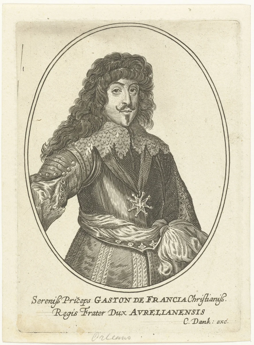 Portret van Gaston Jean-Baptiste, hertog van Orléans by Cornelis Danckerts, print, 1613-1656