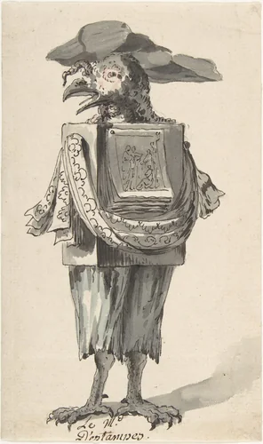 Caricature of a Print seller by Jean Charles Delafosse, drawing, 1734-1789