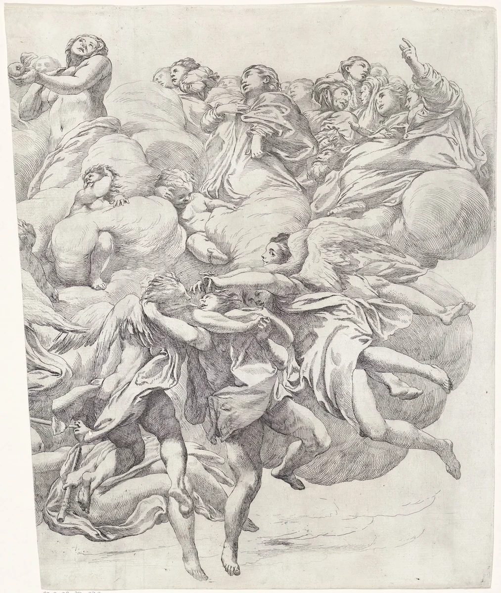 Hemelvaart van Maria (rechter deel) by Giovanni Battista Vanni, print, 1642