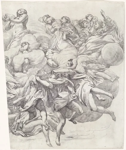 Hemelvaart van Maria (rechter deel) by Giovanni Battista Vanni, print, 1642
