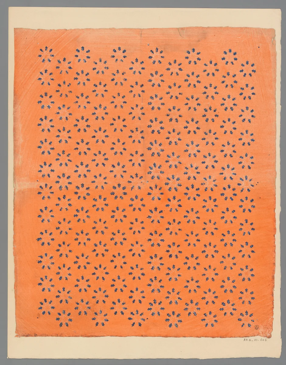 Blad met strooipatroon van stermotief by anonymous, print, 1750-1900