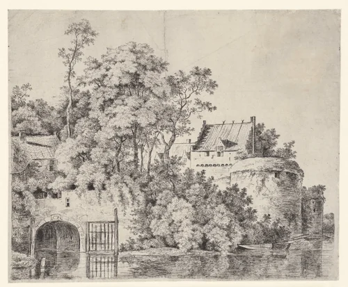 Stadspoort van Gorkum by Jan Hackaert, print, 1640-1699