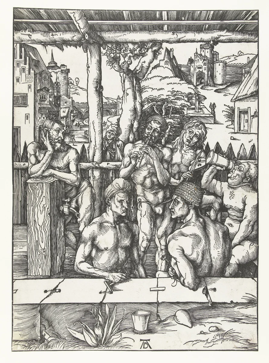 Het mannenbad by Unknown, print, 1496-1497