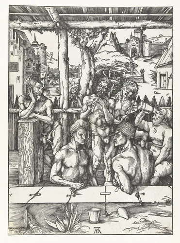 Het mannenbad by Unknown, print, 1496-1497