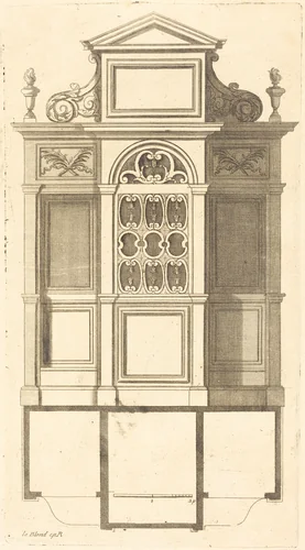 Plan et elevation des plus beaux confessionnaux de Paris, tres fidelemant mesure by Jean Le Blond, print, 1688