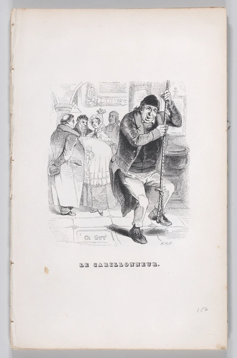 The Bell Ringer, from "The Complete Works of Béranger" by J. J. Grandville, print, 1836