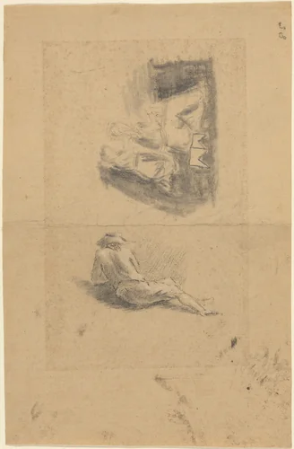 Reclining Man; Two Women by John Flaxman, drawing, 1755-1826