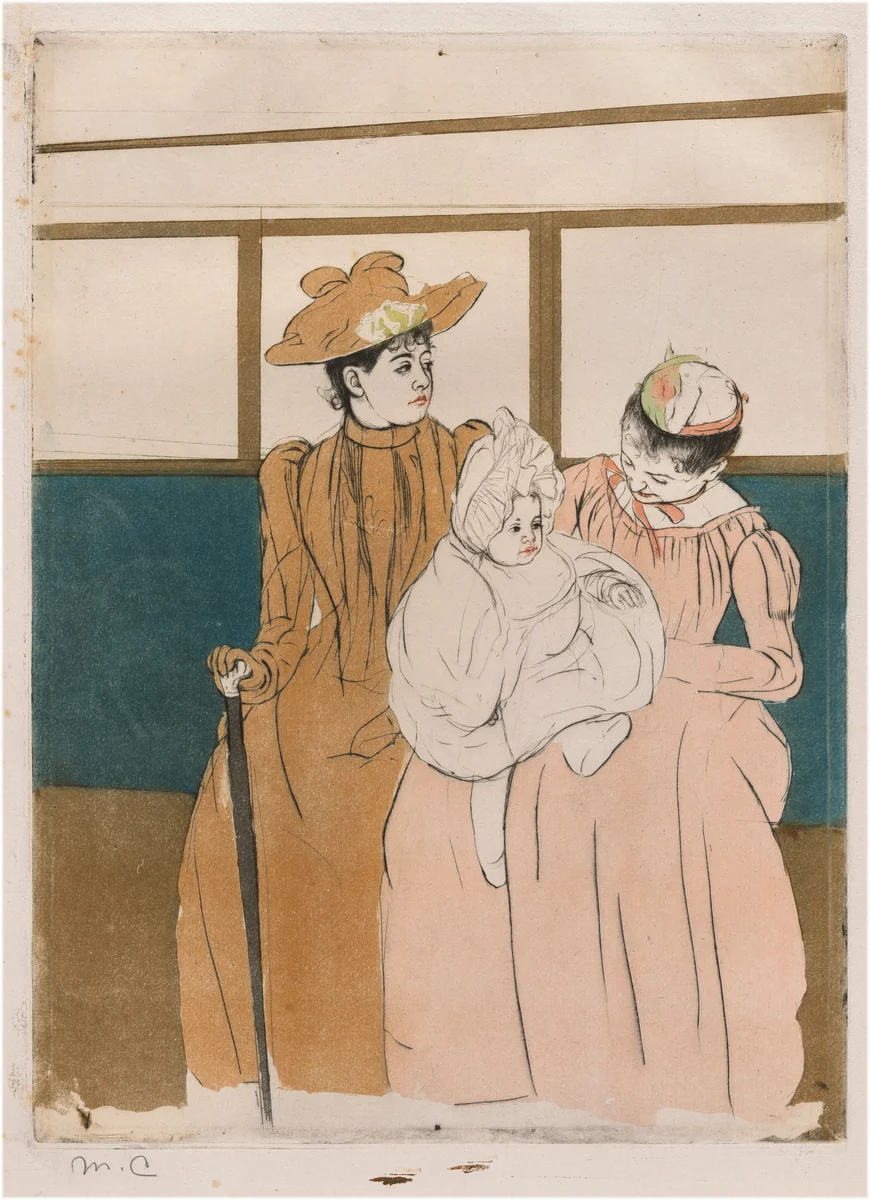 In the Omnibus by Mary Cassatt, print, 1890-1891