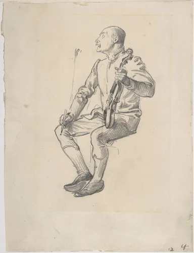 Violinist: study from life by George Du Maurier, drawing, 1850-1900