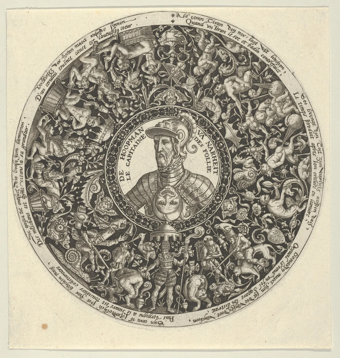 Portrait of the Duke of Alva, from a Series of Tazza Designs by Theodor de Bry, print, 1583-1593