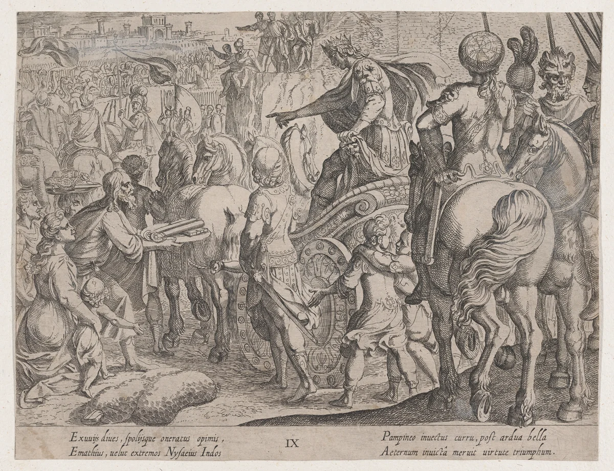 Plate 9: Alexander's Triumphal Entry into Babylon, from "The Deeds of Alexander the Great" by Antonio Tempesta, print, 1608