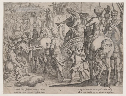 Plate 9: Alexander's Triumphal Entry into Babylon, from "The Deeds of Alexander the Great" by Antonio Tempesta, print, 1608