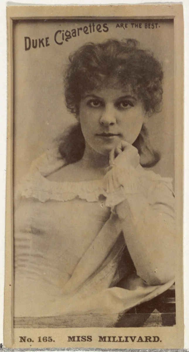 Card Number 165, Miss Millivard, from the Actors and Actresses series (N145-6) issued by Duke Sons & Co. to promote Duke Cigarettes by W. Duke, Sons & Co., photograph, 1880-1889