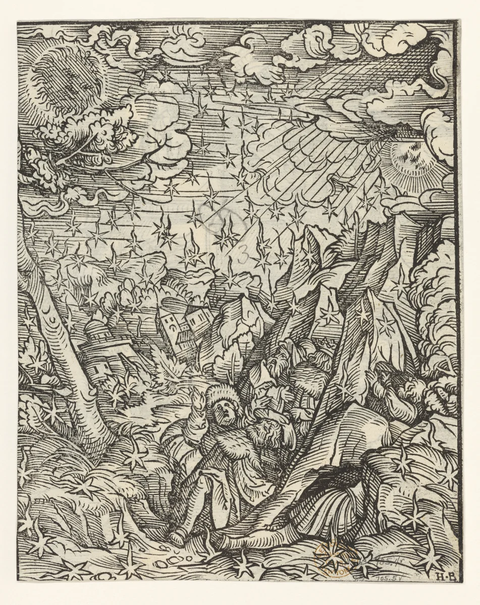 The Fire-Rain, plate 5 from The Apocalypse by Hans Burgkmair, print, 1523-1524
