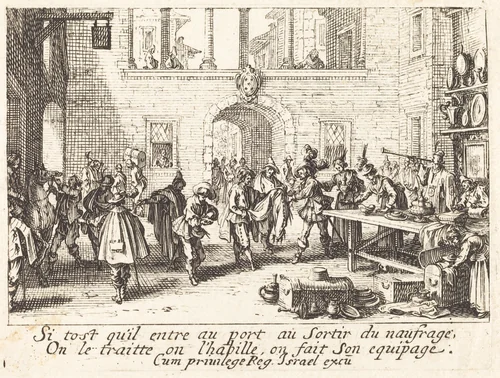 The Parents Bestow Gifts by Jacques Callot, print, 1635