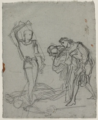 Duel after the Masked Ball (recto) by Thomas Couture, drawing, 1852-1859