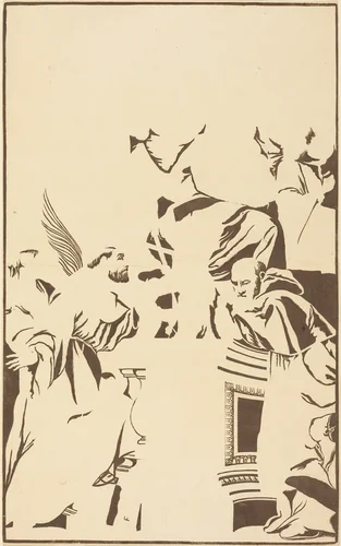 Holy Family and Four Saints by John Baptist Jackson, print, 1739