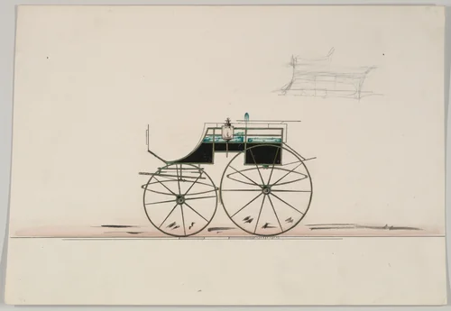 Phaeton, no top (unnumbered) by Brewster & Co., drawing, 1850-1870