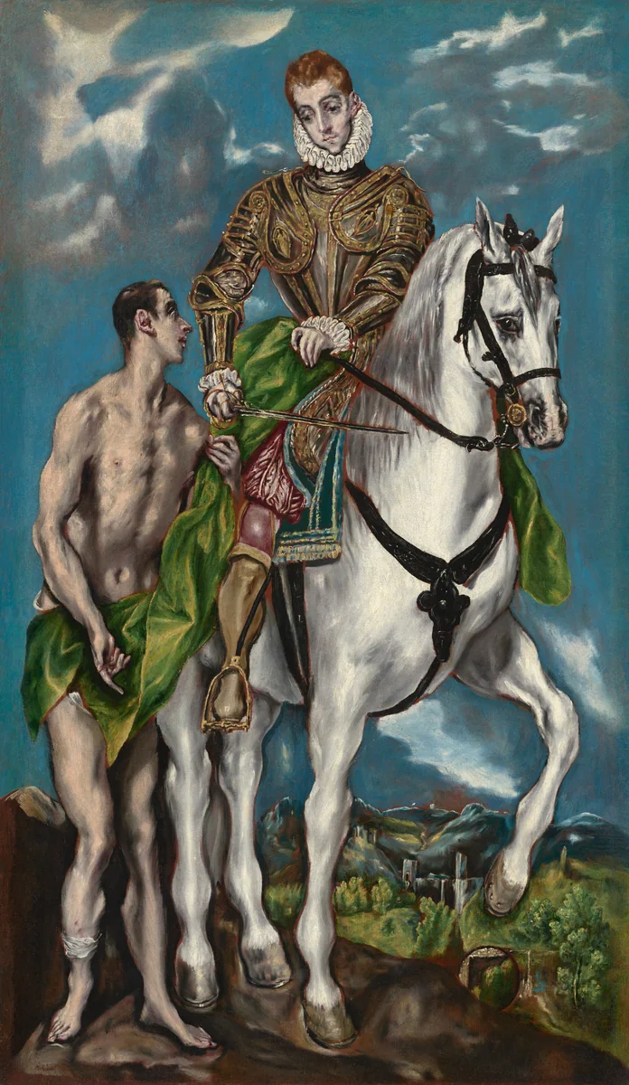 Saint Martin and the Beggar by El Greco, painting, 1600-1614