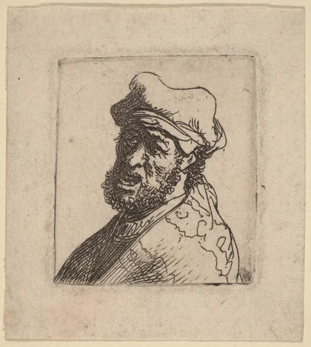 Man Crying Out, Three-Quarters Left by Rembrandt van Rijn, print, 1630-1631