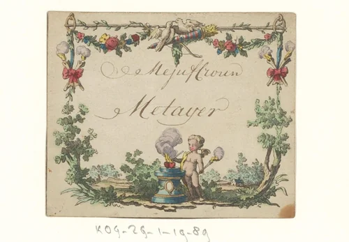 Bruiloftskaart voor 'Mejuffrouw Metayer' by anonymous, print, 1780-1790