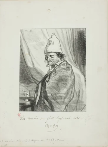 Husbands Always Make Me Laugh: Some say marriage settles a man by Paul Gavarni, print, 1853