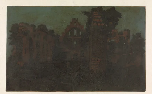 Ruins of the Abbey of Rijnsburg, Large Version by Hercules Segers, print, 1625-1630