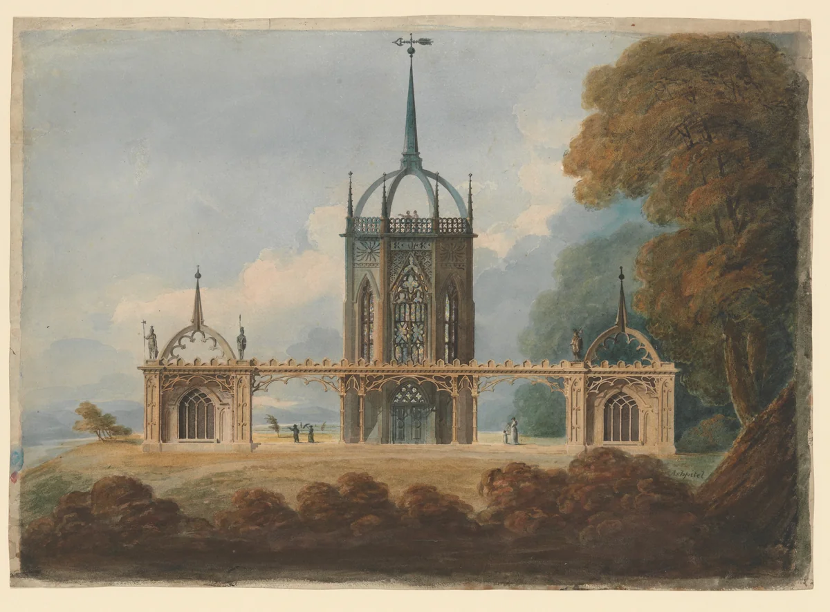 Design for a Gothic "Belle Vue" by William Hurst Ashpitel, drawing, 1795-1805