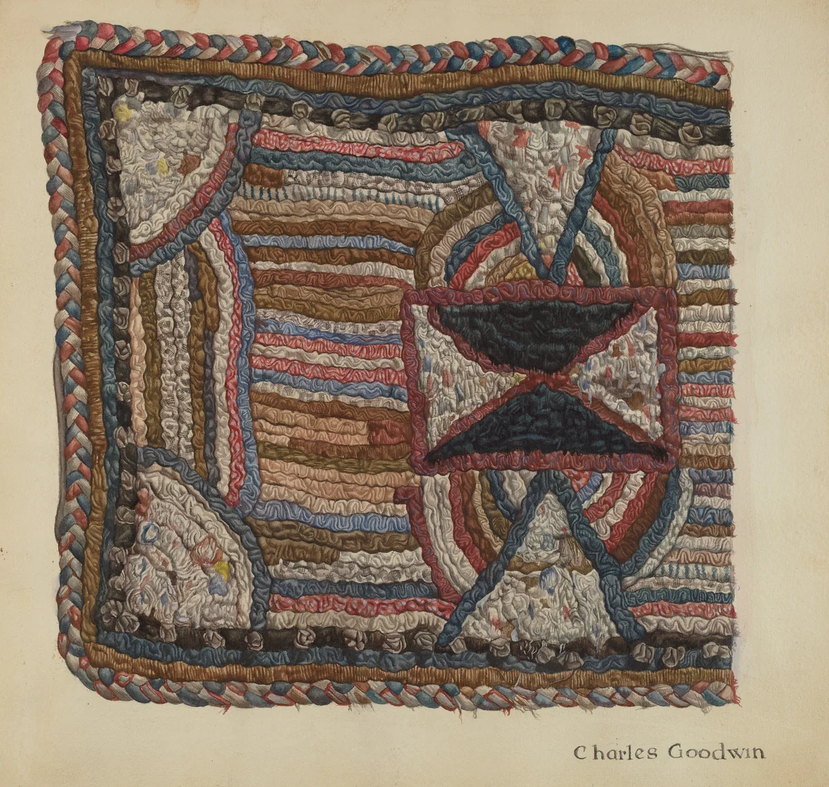 Shaker Shirred Rug by Charles Goodwin, index of american design, 1935-1942