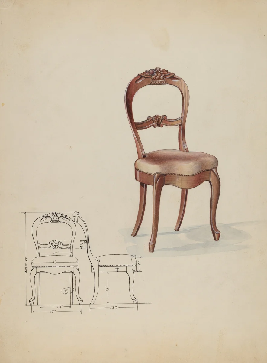 Chair by Wellington Blewett, index of american design, 1936