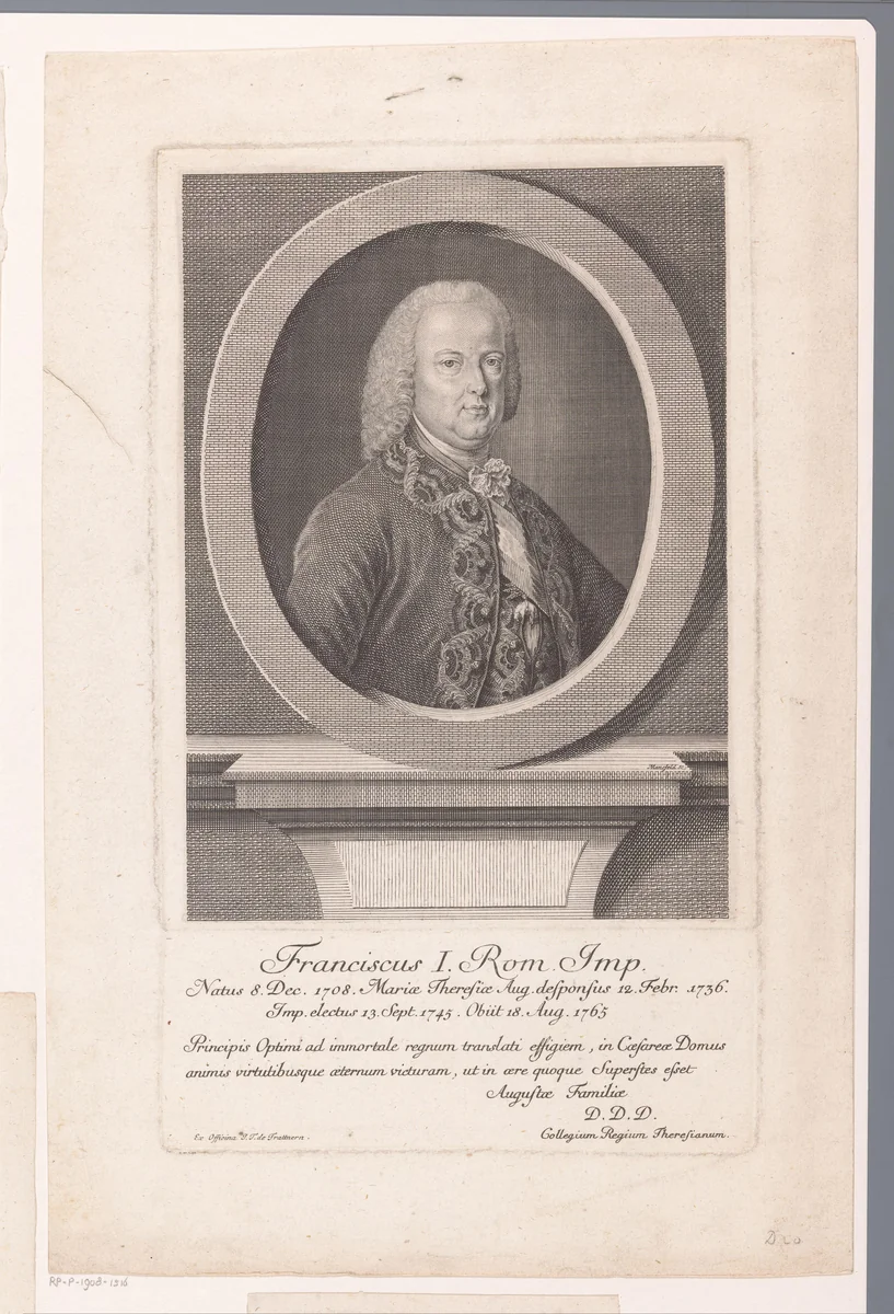 Portret van keizer Frans I Stefan by Johann Ernst Mansfeld, print, 1765-1796