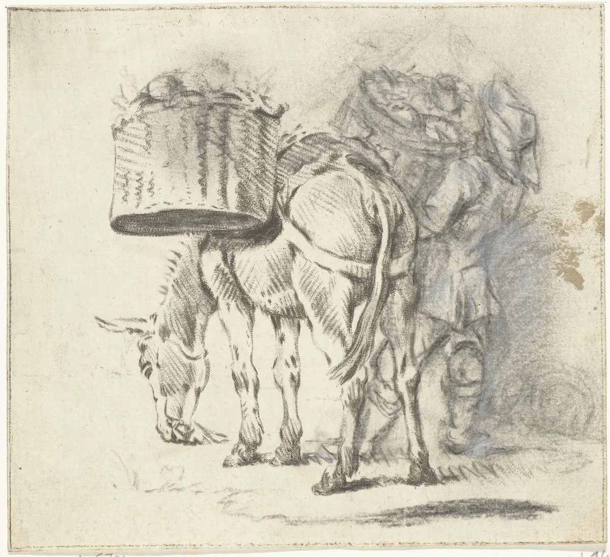 Beladen ezel by Jurriaan Cootwijck, print, 1724-1798