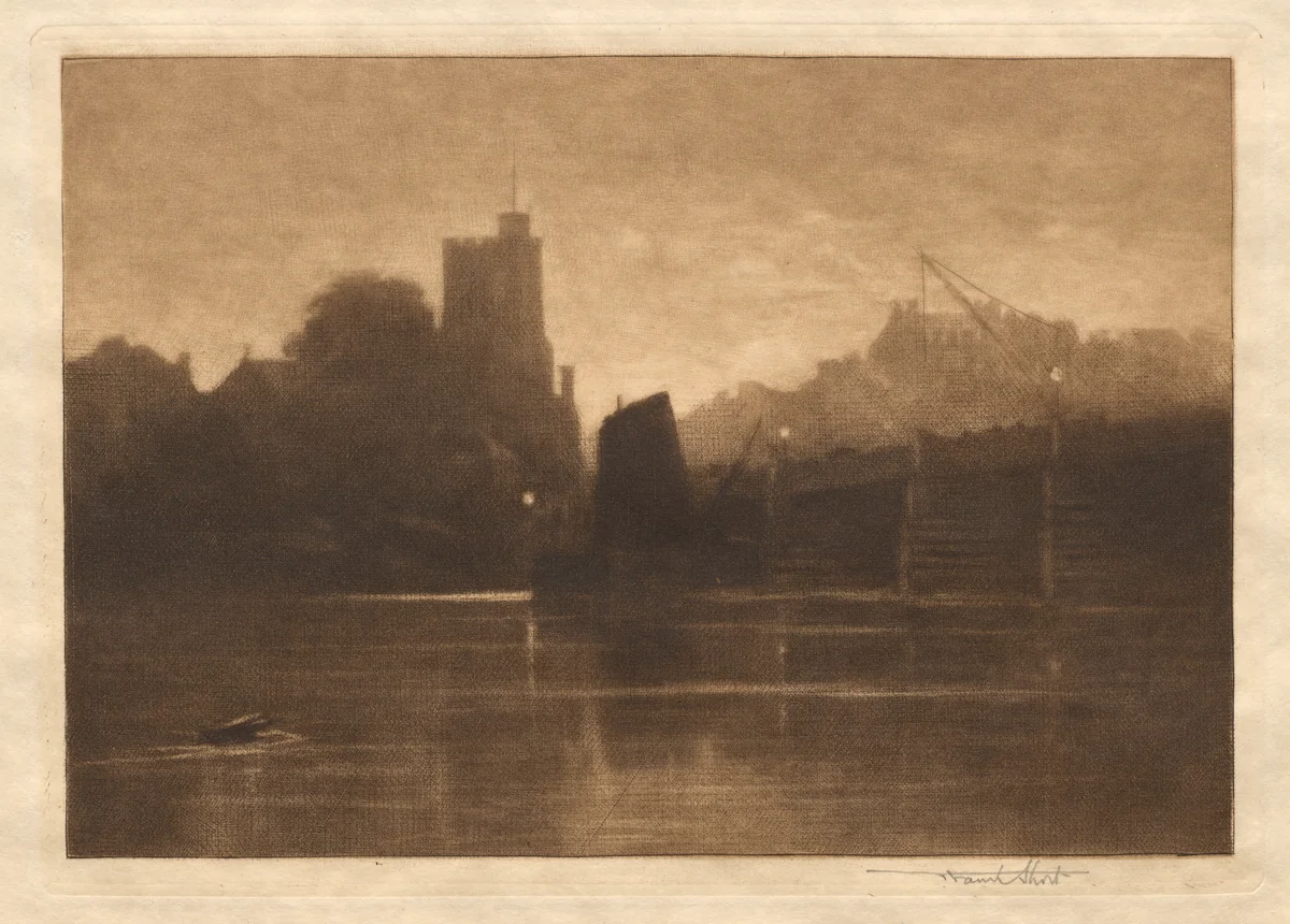 Ebb Tide, Putney Bridge by Frank Short, print, 1885