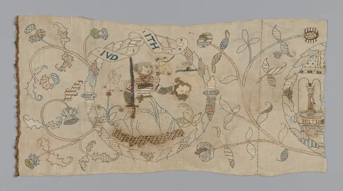 Panel (Judith with the head of Holofernes, Possibly from an Altar Frontal) by Switzerland, textile, 1580-1610