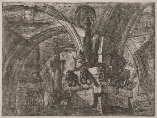 The Pier with a Lamp by Giovanni Battista Piranesi, print, 1750-1758