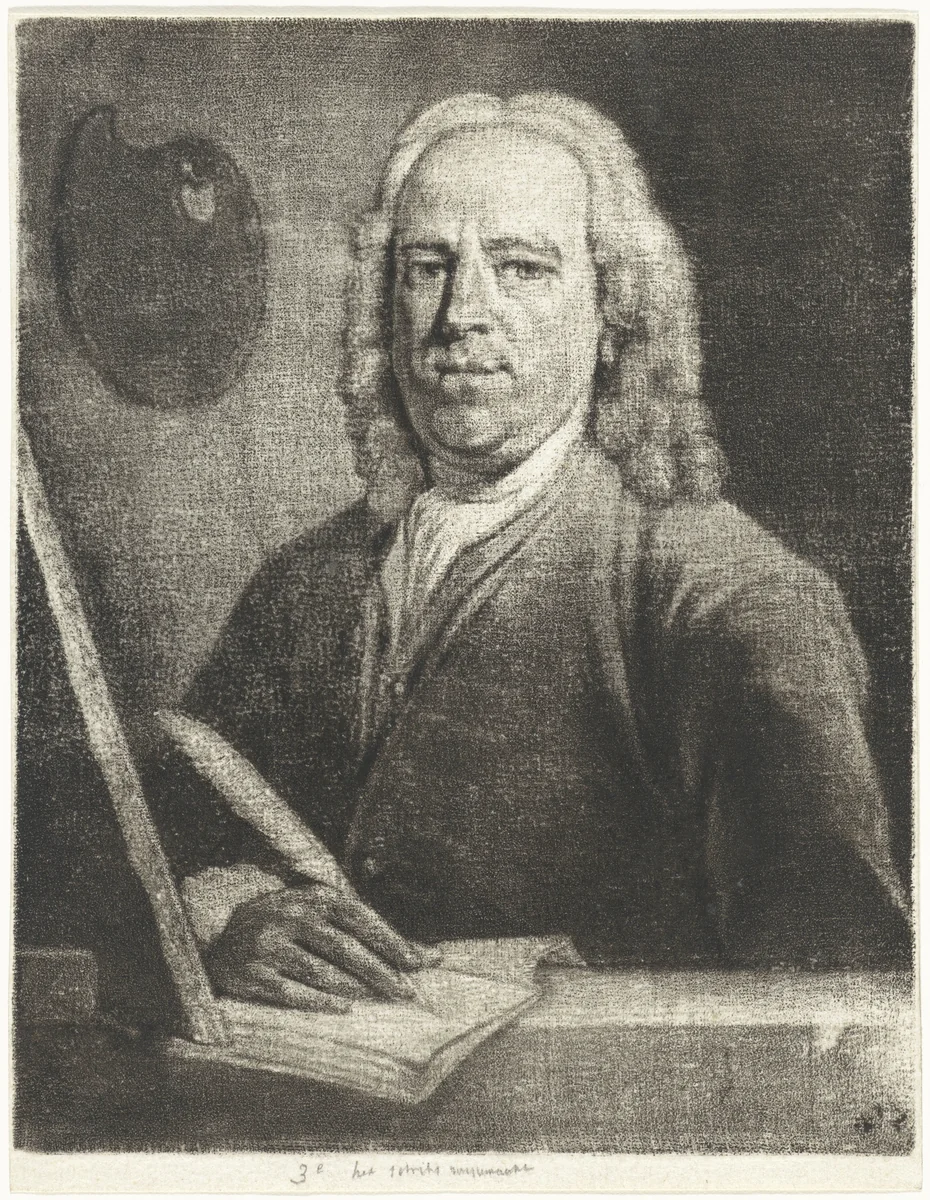 Portret van Gerard Hoet by Aert Schouman, print, 1768-1792