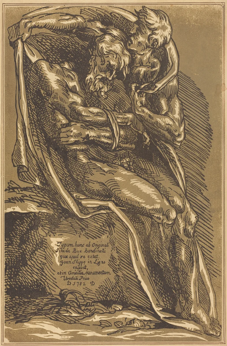 A Naked Man, Seated, with His Hands Tied by John Skippe
Baccio Bandinelli, print, 1782