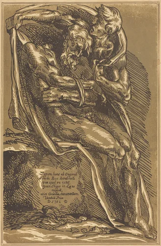 A Naked Man, Seated, with His Hands Tied by John Skippe
Baccio Bandinelli, print, 1782