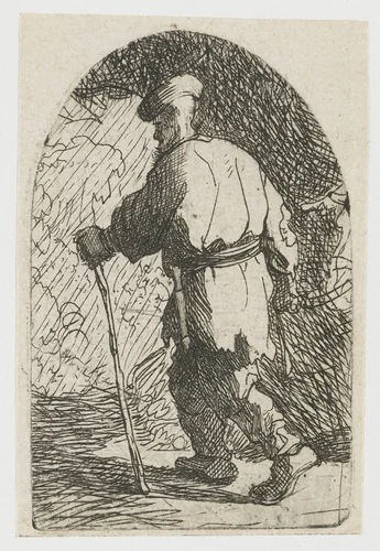 The flight into Egypt: a sketch: St Joseph by Rembrandt van Rijn, print, 1628