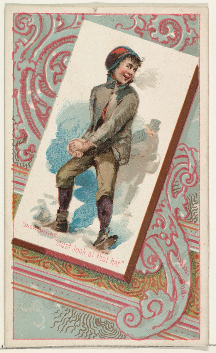 Snow Balling, "Just look at that hat," from the Terrors of America set (N136) issued by Duke Sons & Co. to promote Honest Long Cut Tobacco by W. Duke, Sons & Co., print, 1888-1889