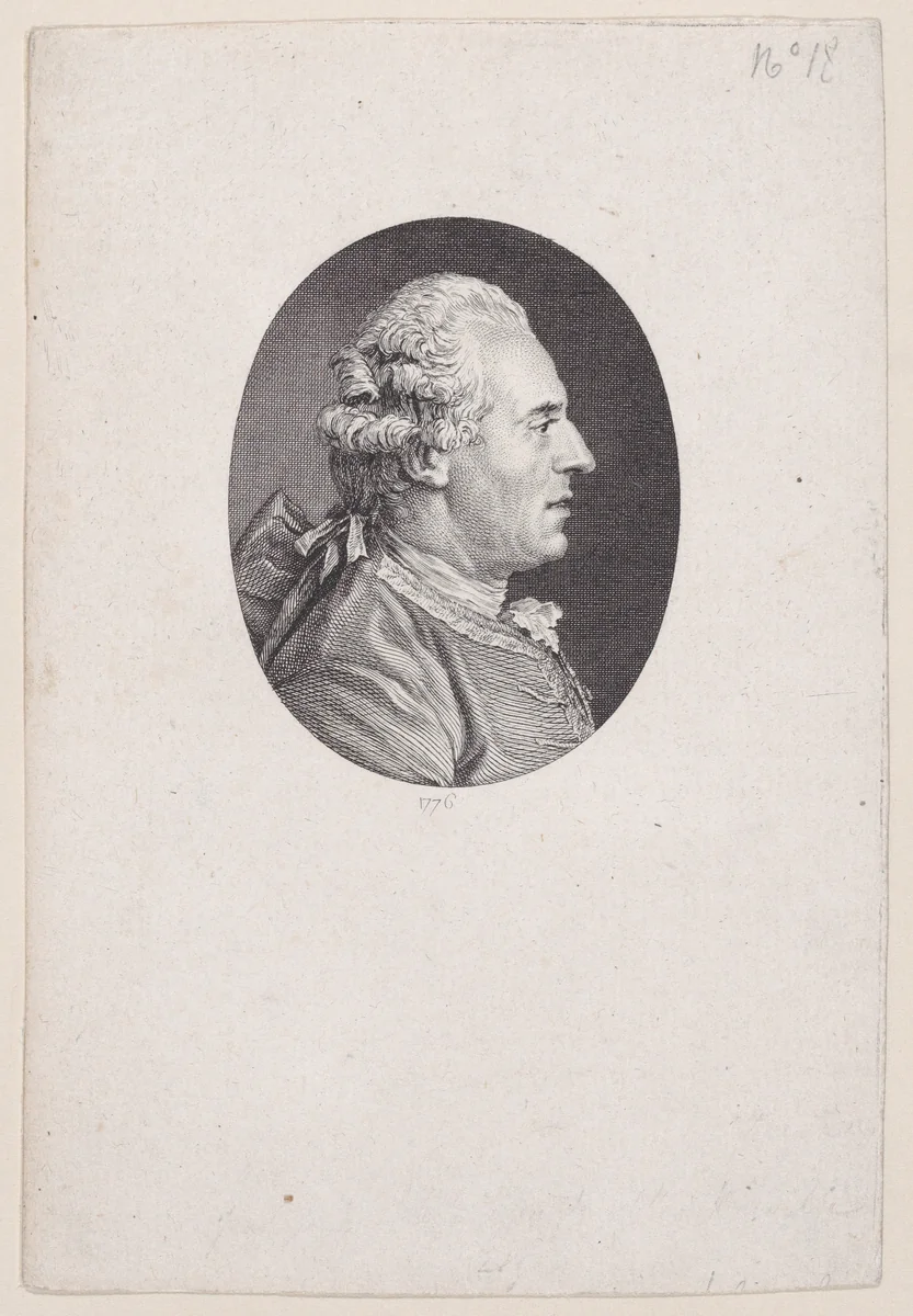 Portrait of Jean-Joseph Cassanéa de Mondonville by Jean Marie Delattre, print, 1776