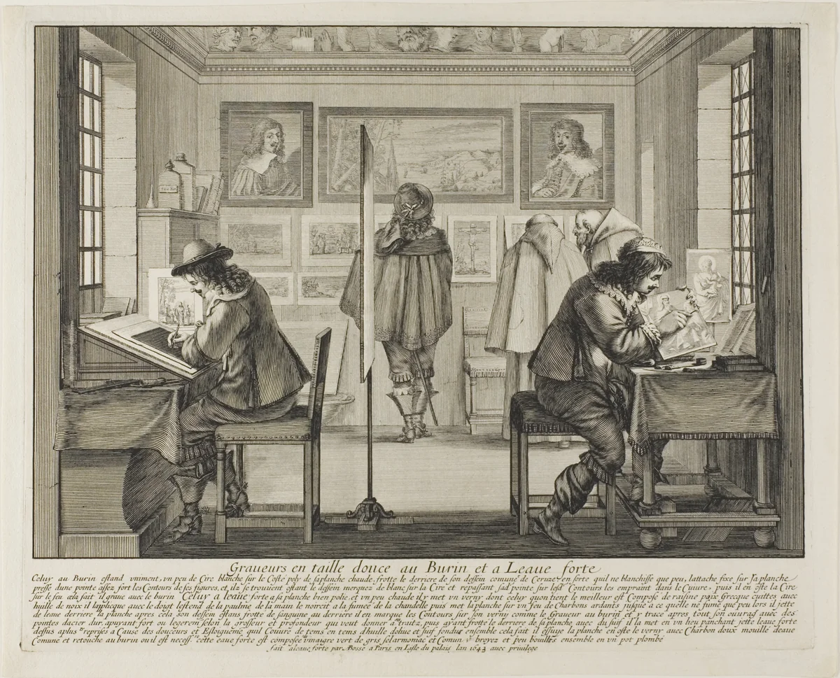 The Engraver and the Etcher by Abraham Bosse, print, 1643