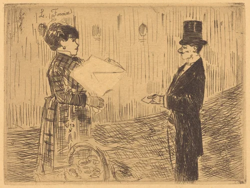 Le bouquet (The Bouquet) by Jean-Louis Forain; Gustave Pellet, print, 1876