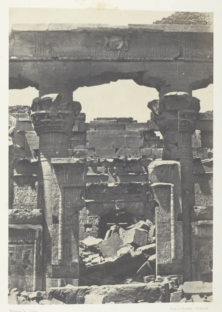 Kalabscheh, Porte du Pronaos; Nubie, plate 90 from the album "Egypte, Nubie, Palestine et Syrie" (1852) by Maxime Du Camp, photograph, 1849-1851