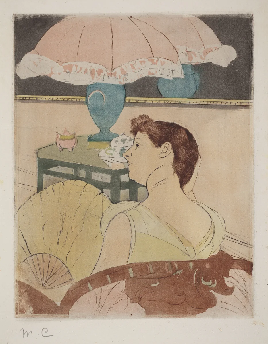 The Lamp by Mary Cassatt, print, 1890-1891