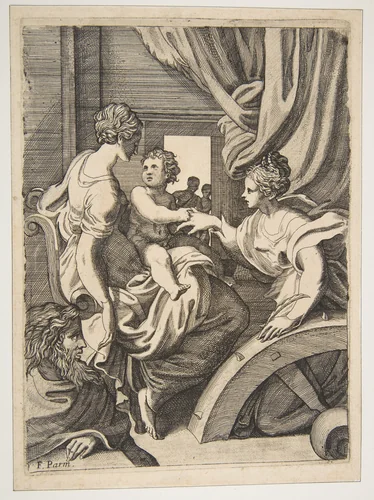 The mystic marriage of Saint Catherine by anonymous, print, 1500-1600