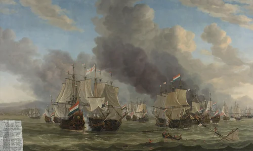 Slag bij Livorno by Reinier Nooms, painting, 1653-1664
