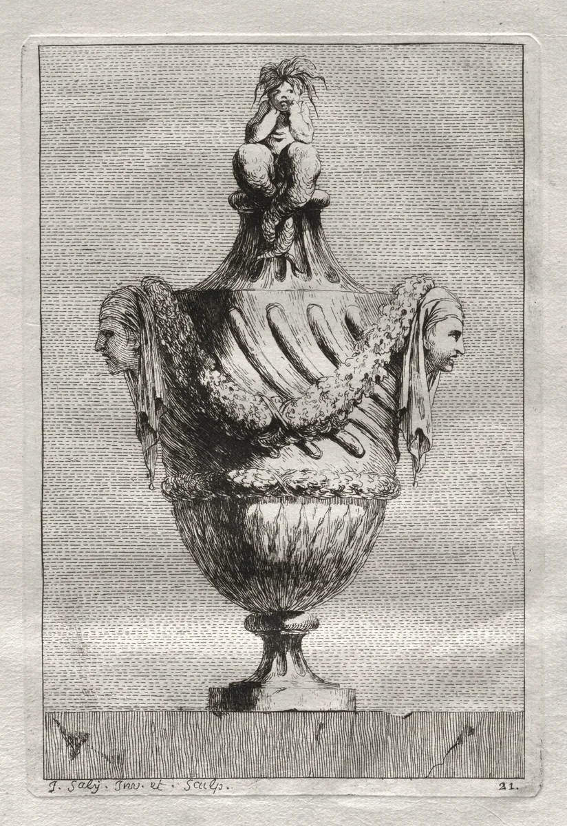 Suite of Vases: Plate 21 by Jacques François Saly, print, 1746