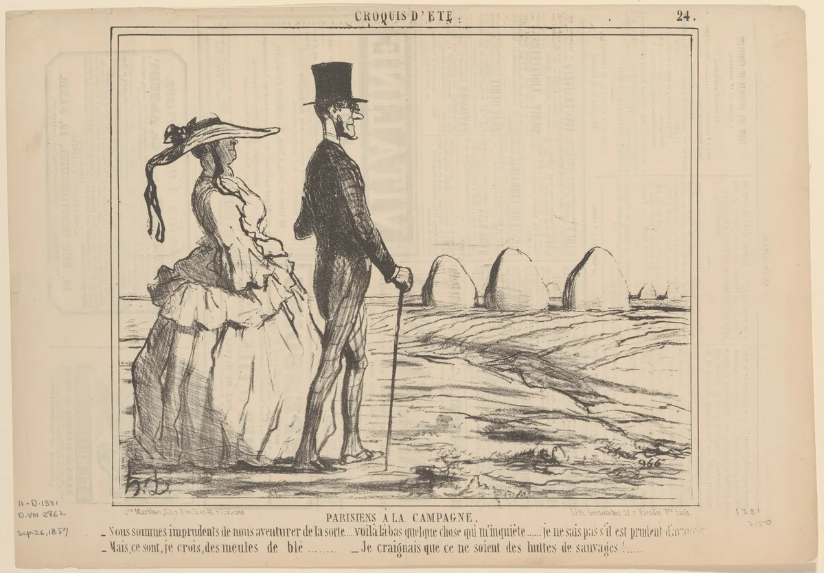 A Summer Sketch: Parisians in the Countryside by Honoré Daumier, print, 1857