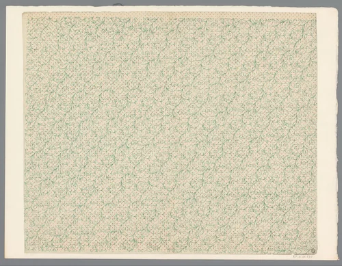 Blad met strooipatroon van ranken en stippen by anonymous, print, 1800-1900